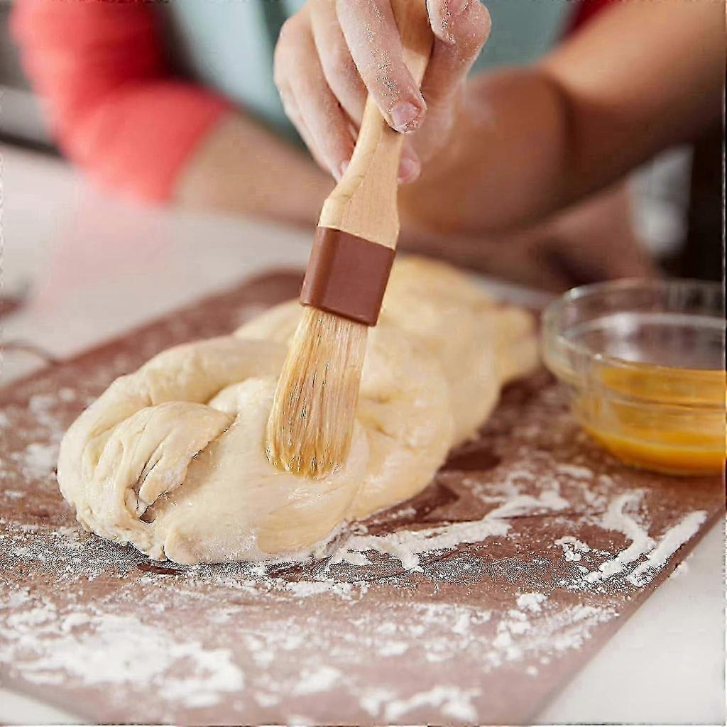 4 Pieces Pastry Brushes Basting Oil Brush with Boar Bristles and oak Hardwood Handles for Spreading Butter Cooking Baking Brush