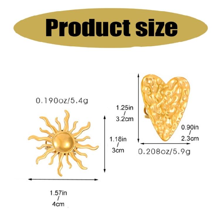 Simple Rings Adjustable Rings Sun/Heart Opening Rings Stainless Steel Texture Fashion Rings Suitable for Wedding Parties