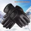 Men's Winter Leather Gloves: Windproof, Waterproof, Fleece-Lined, Touchscreen-Compatible Cycling & Motorcycle Gloves.