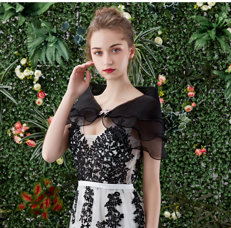 Ruffle Organza Shrug Bolero With Rhinestone Bow Clip Multi Color Sheer Tulle Cape Wrap For Off Shoulder Evening Prom Wedding Dress