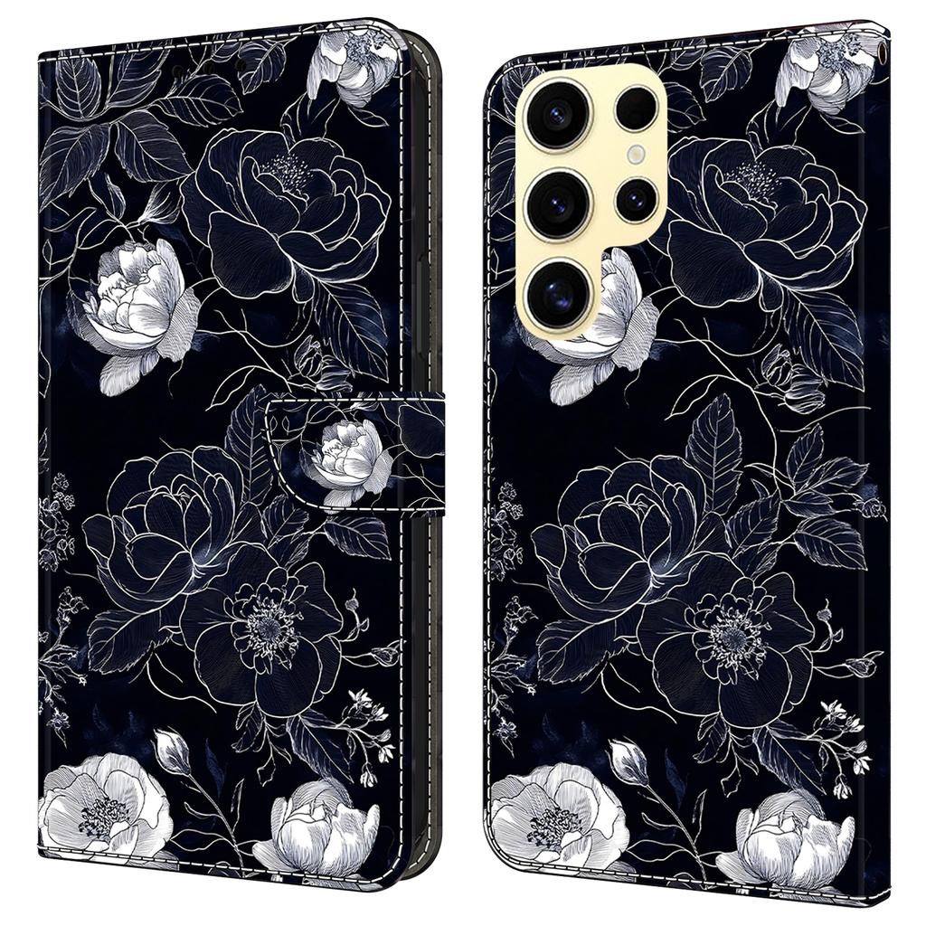 Für Samsung Galaxy S25 Ultra Hülle Brieftasche Ständer Musterdruck PU Leder Klapphülle