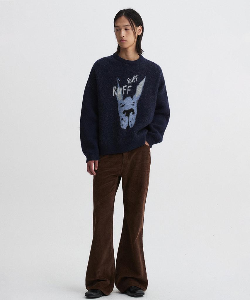 DNSR Embossed Washed Corduroy Flare Pants Brown