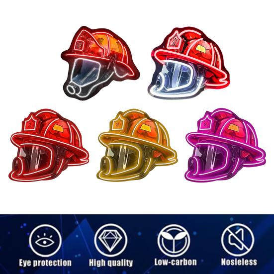 Firefighter Helmet Neon Sign LED Lamp Soft Glow Battery Powered Firefighter