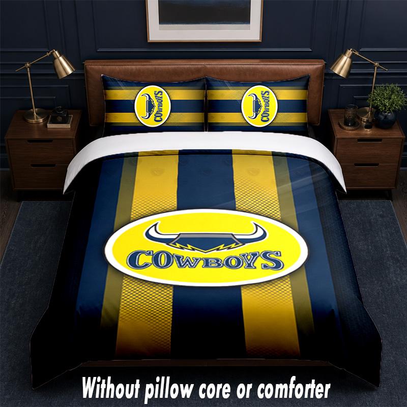 North Queensland Cowboys Design Bed Bedding Set 1 Duvet Cover + 2 Pillowcases Soft Breathable Household Bed Linens