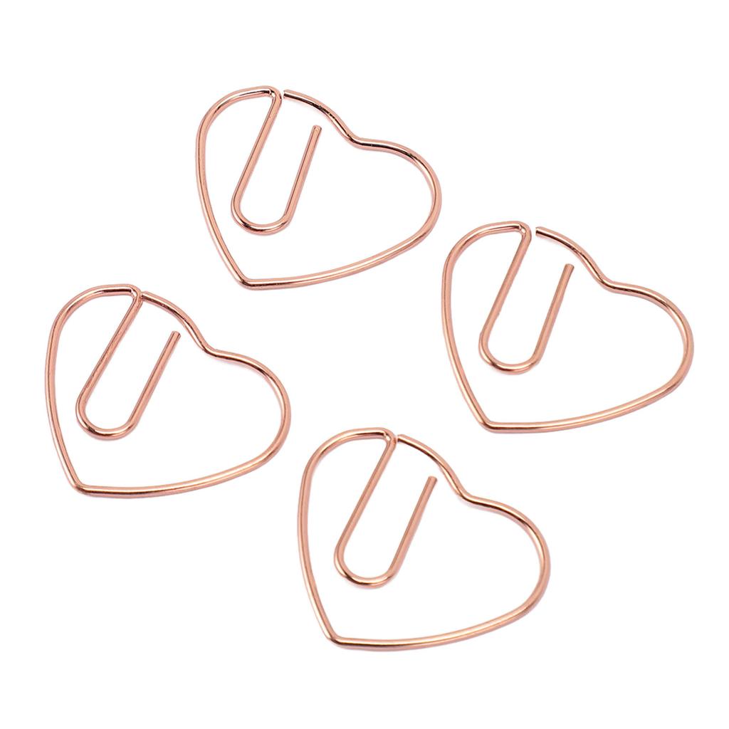 100Pcs Heart Shaped Paper Clips Iron Decorative Paperclips Set with Transparent Box for   School Household