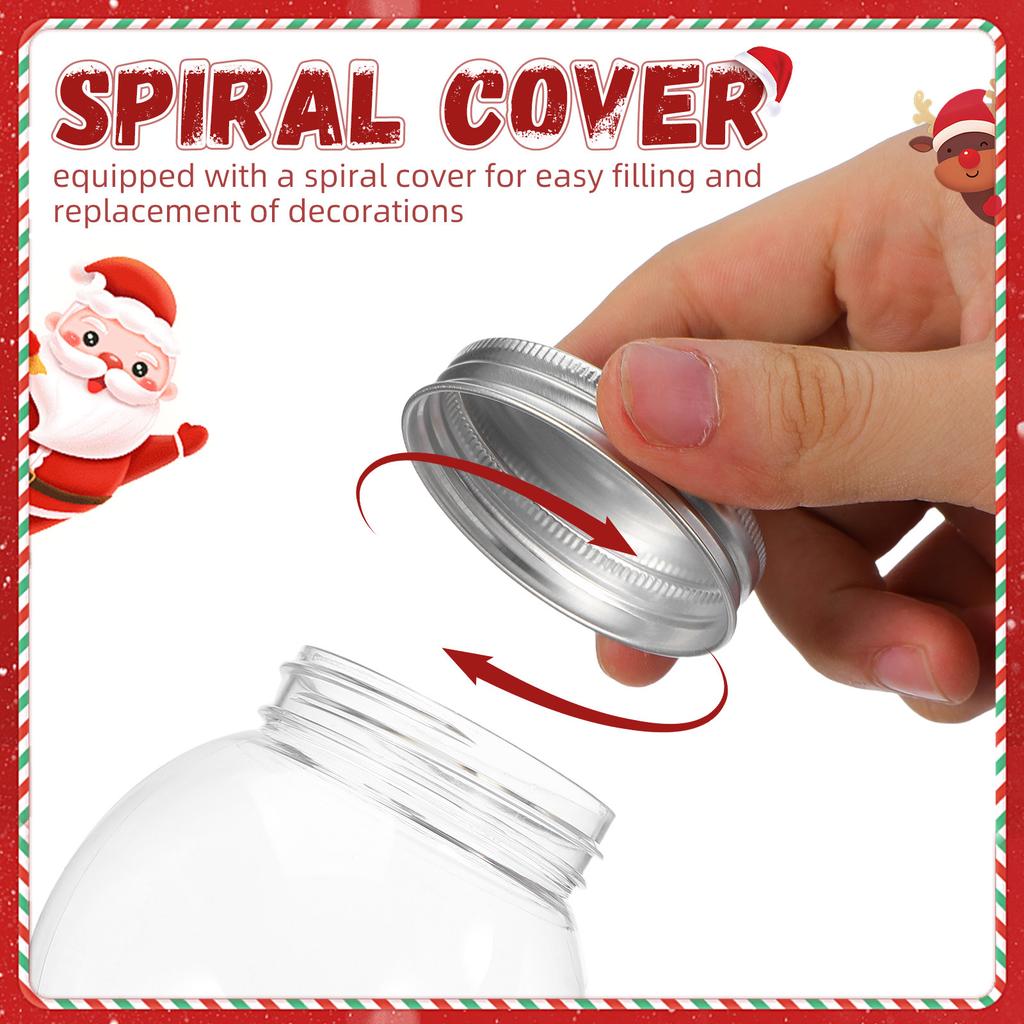 15Pcs Clear Snow Balls with Screw Off Caps Plastic Globe Containers DIY Snow Globe Craft Kit for Holiday Winter Decor Party