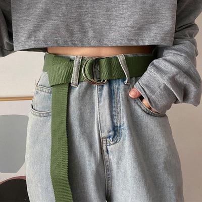 Adults Adjustable All-Match Belt Unisex Korean Style Canvas Belts Vintage Metal Buckle Solid Color Long Waistband NEW