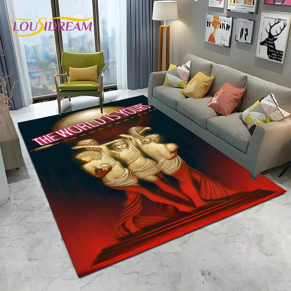 Scarface 3D Classic Film Tony Teppich für Zuhause Wohnzimmer Schlafzimmer Sofa Fußmatte Dekor, Kinder Spielbereich Teppich Rutschfeste Bodenmatte