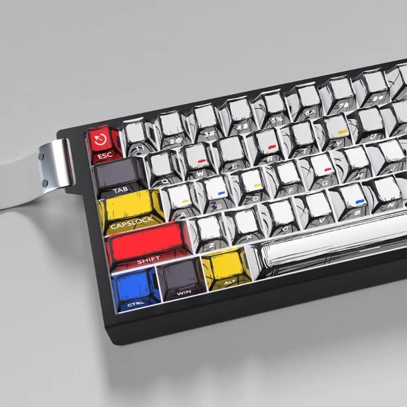64/74Key Side Print Translucents Keycaps Comics Style Original Profile Sublimations Backlit Keycap for Mechanical Keyboards