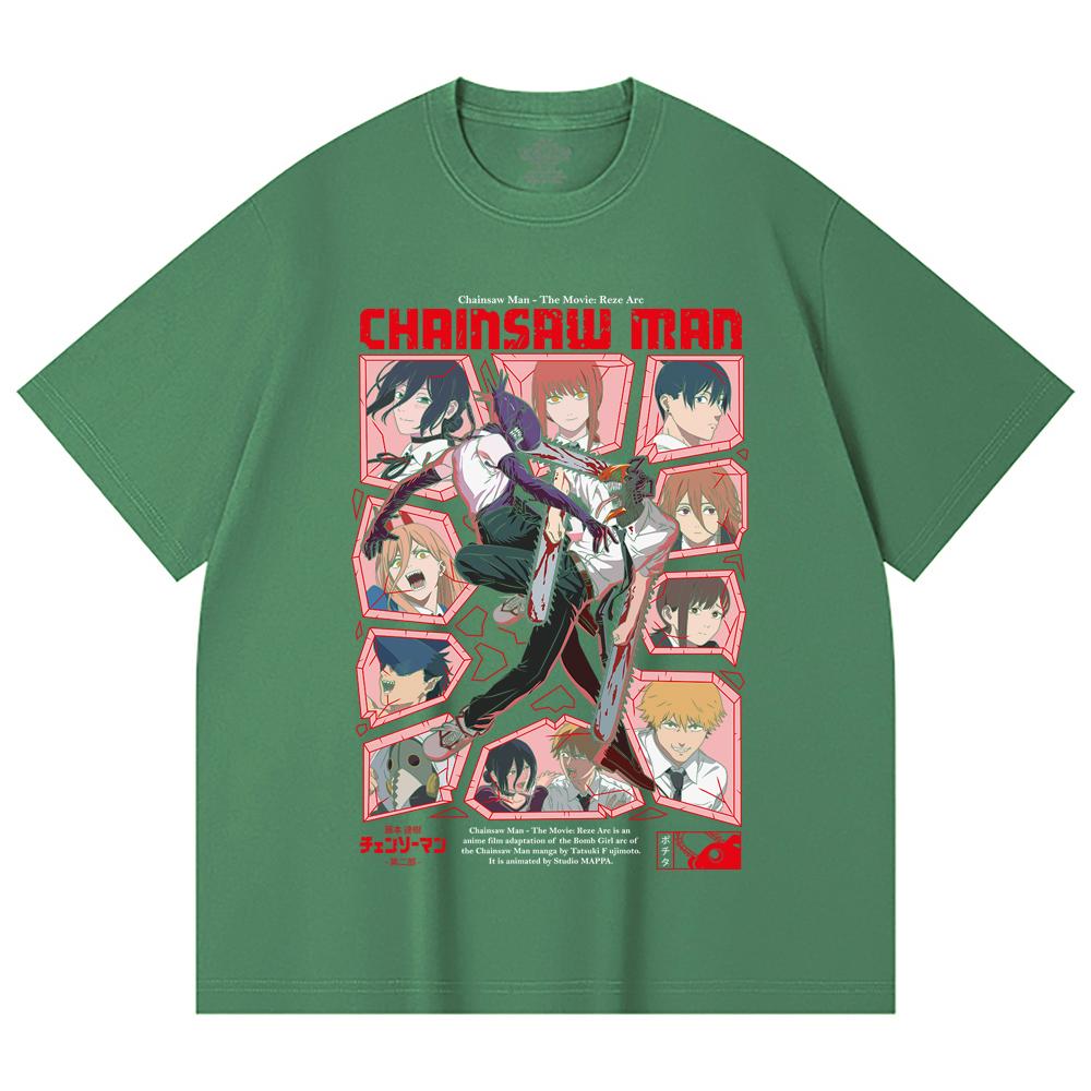 230 Gsm 100% Cotton Chainsaw Man V18 Reze Arc Print Unisex Heavy Cotton T Shirt