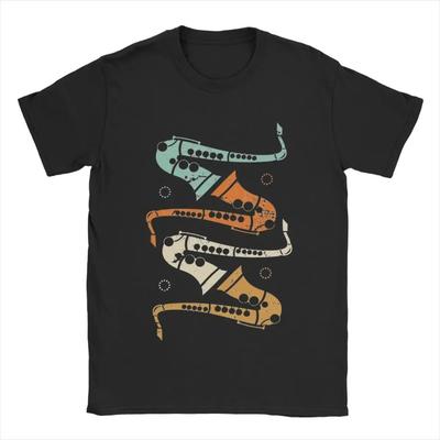Retro Saxofoon Heren T-shirt Humoristisch T-shirt Korte Mouw Ronde Hals T-shirt Katoen Cadeau Idee Tops