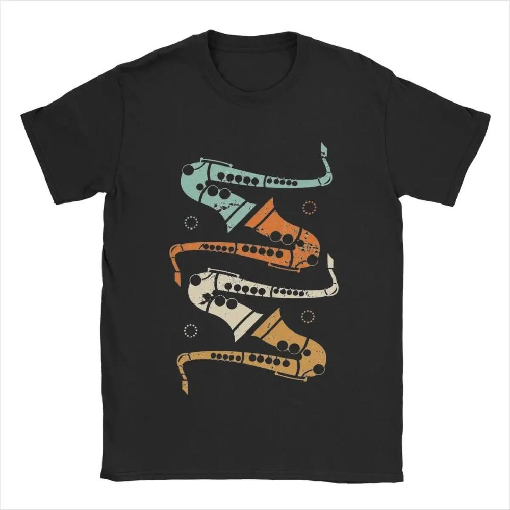 

Retro Saxophone Men T Shirt Humorous Tee Shirt Short Sleeve Crewneck T-Shirt Cotton Gift Idea Tops XXXXXL чёрный