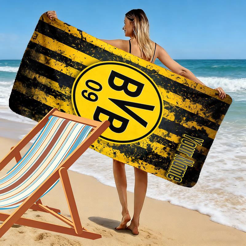 Asciugamano da Spiaggia con Stampa BVB Nome Personalizzato, Grande Morbido Asciugamano ad Asciugatura Rapida per Spiaggia Campeggio Nuoto -HE194
