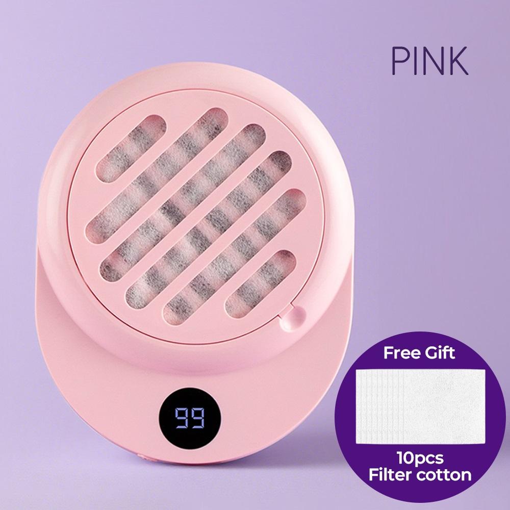 

Мощный всасывающий пылесборник для ногтей Мини-бесщеточный пылесос для ногтей Мощный экстрактор пыли для маникюра с фильтровальной ватой розовый