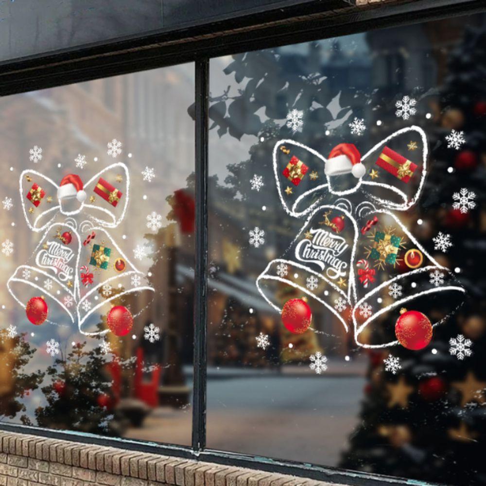 Static-cling Christmas Bell Window Clings Large Waterproof Merry Christmas Window Decal Decorative Glue Free