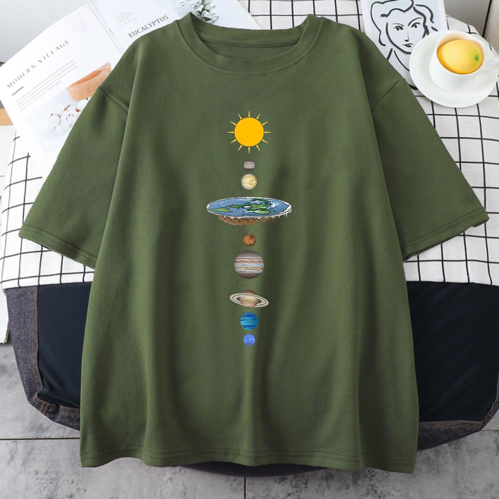 Cosmic Solar System Planets Print Short Sleeve Men Street Casual Tee Clothing Loose Breathable T Shirt Male Summer Cotton Tops