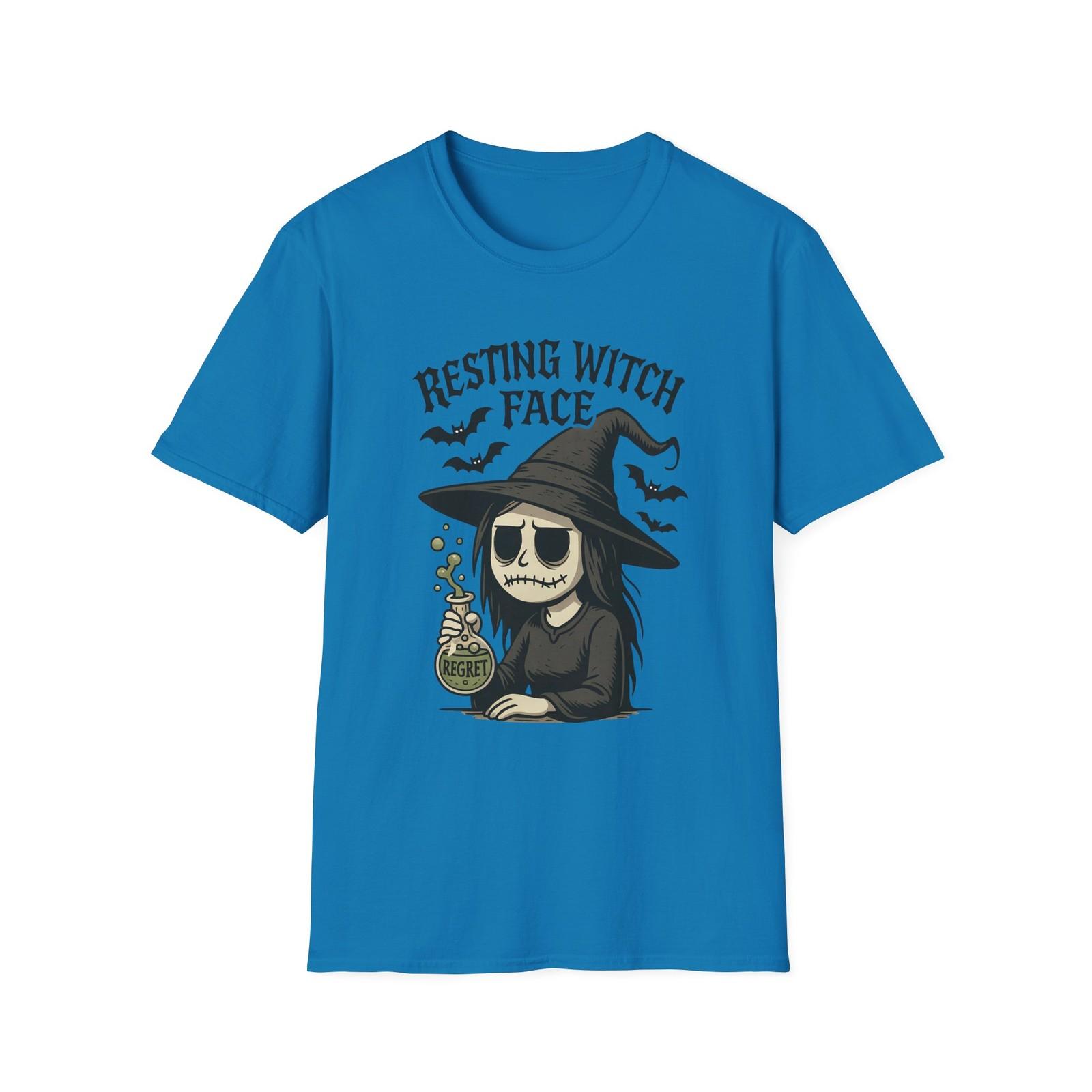 Unisex Softstyle T-Shirt Mens Womens Tees Top Resting Witch Face Funny Potion Regret Halloween Tee 3XL