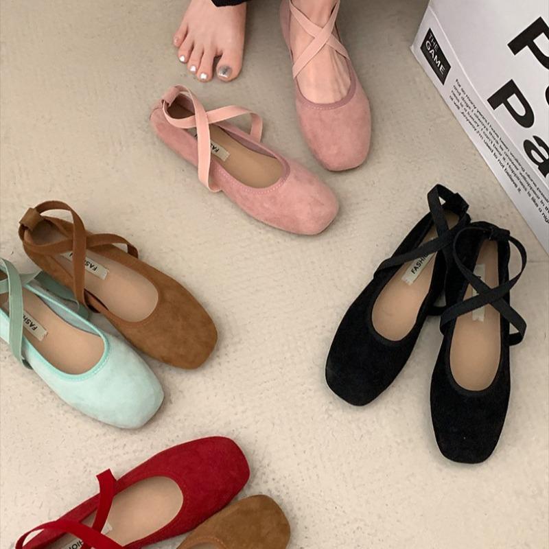 Fashion Ladies Ballet Shallow Flat Shoes Women's Retro Mary Jane Shoes Casual Soft Sole Shoe Women Cross Strap Flats Zapatos Mujer 2025