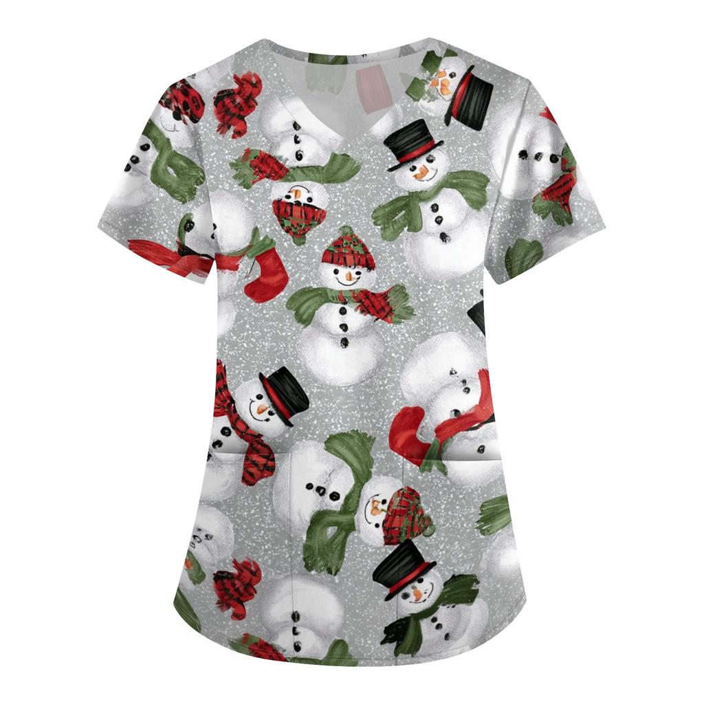 Women's Casual 3/4 Sleeve Neck Christmas Print Top for Holiday Parties