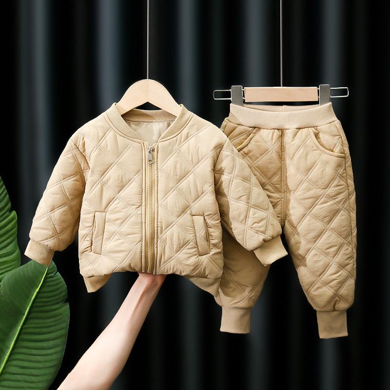 Korean Style Quilted Cotton Winter Jacket Set for Toddlers