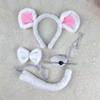 Halloween Mouse Cosplay Costume Set Mouse Ear Headband Tail Bowtie and Nose Animal Dress Up Costume for Kid Cosplay