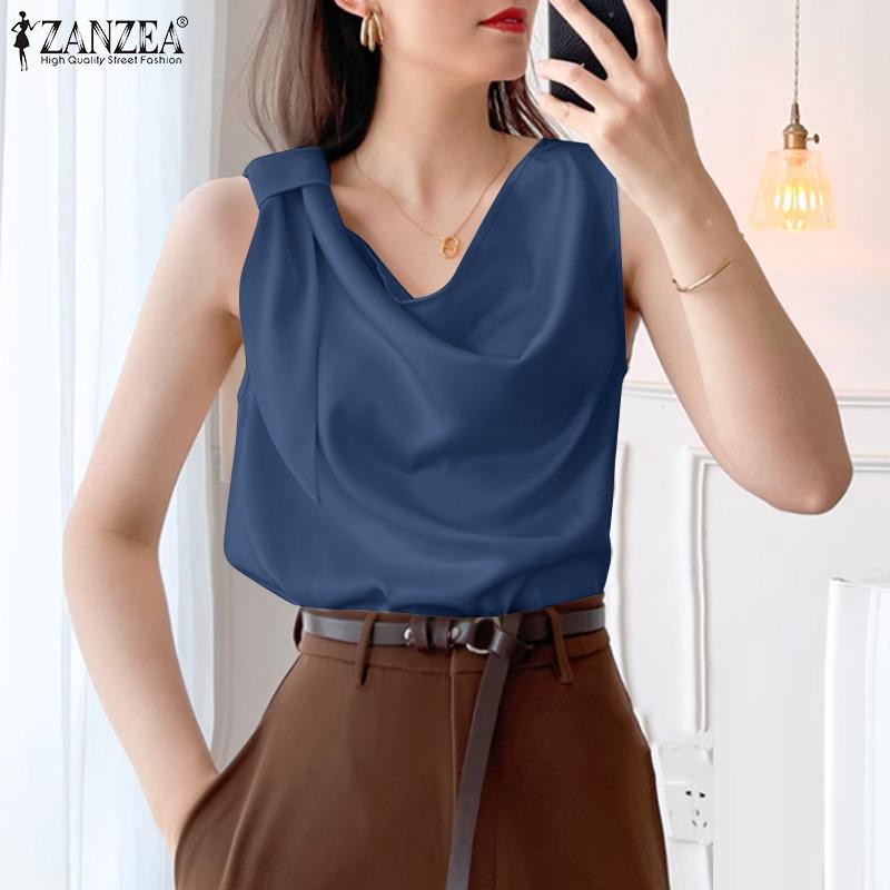 

ZANZEA Women Summer Swing Neck Casual Sleeveless Tank Tops 5XL синій
