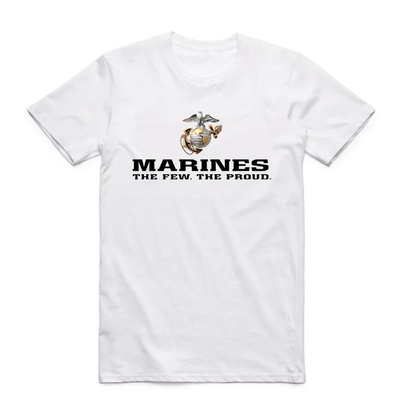 2026 Uomo Stampa USMC Moda Maglietta Bianca Estate Casual Maniche Corte Girocollo Maglietta Corpo dei Marines degli Stati Uniti Uomo Camisetas