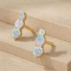AAA White Opal Gemstone Gold Stud Earring, Ethiopian Opal Gemstone Stud Earring, October Birthstone Silver Earrings, Delicate Gift for Her