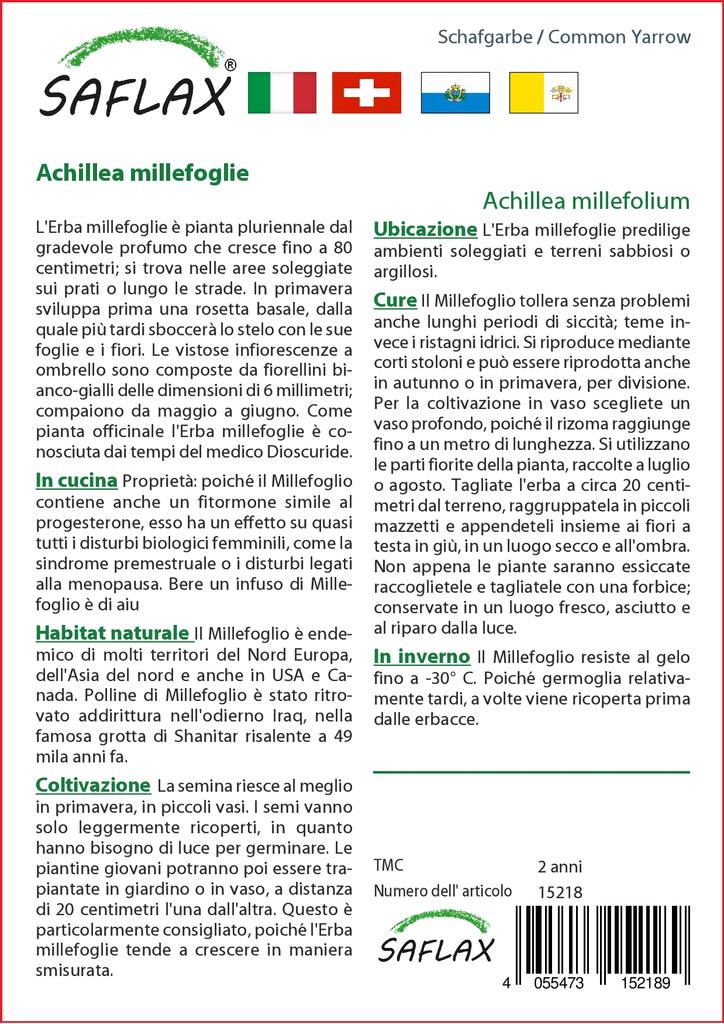 SAFLAX Zahrada v pytli - Řebříček obecný - 200 semen - Se substrátem v padnoucím sáčku - Achillea millefolium