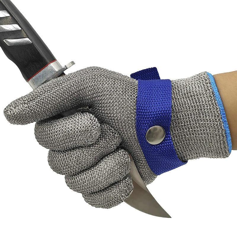 Level 5 Cut-Resistant Kitchen Gloves with Metal Buckle and Steel Wire Protection