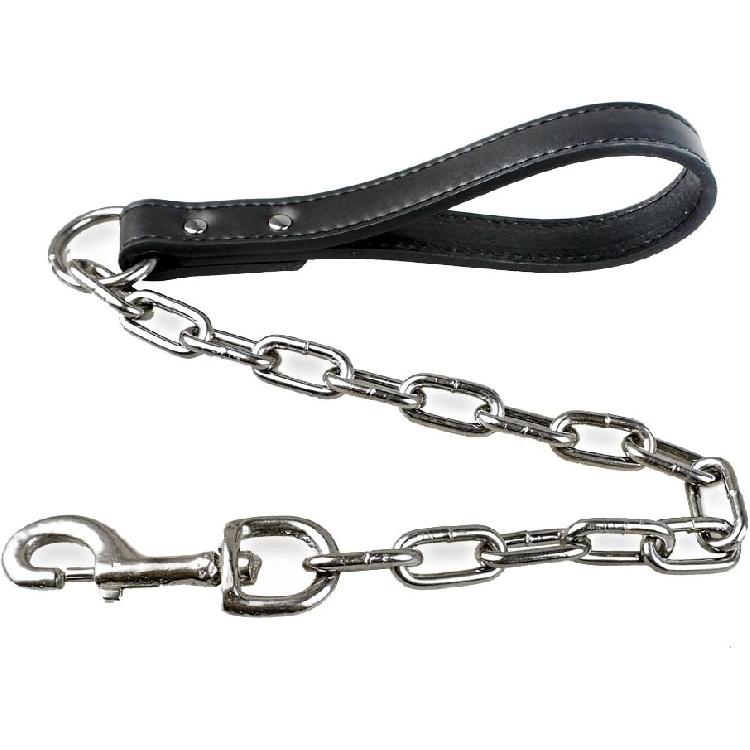Didog 28 inch Length Heavy Duty Anti-bite Dog Giant Chain Leash with Leather Handle