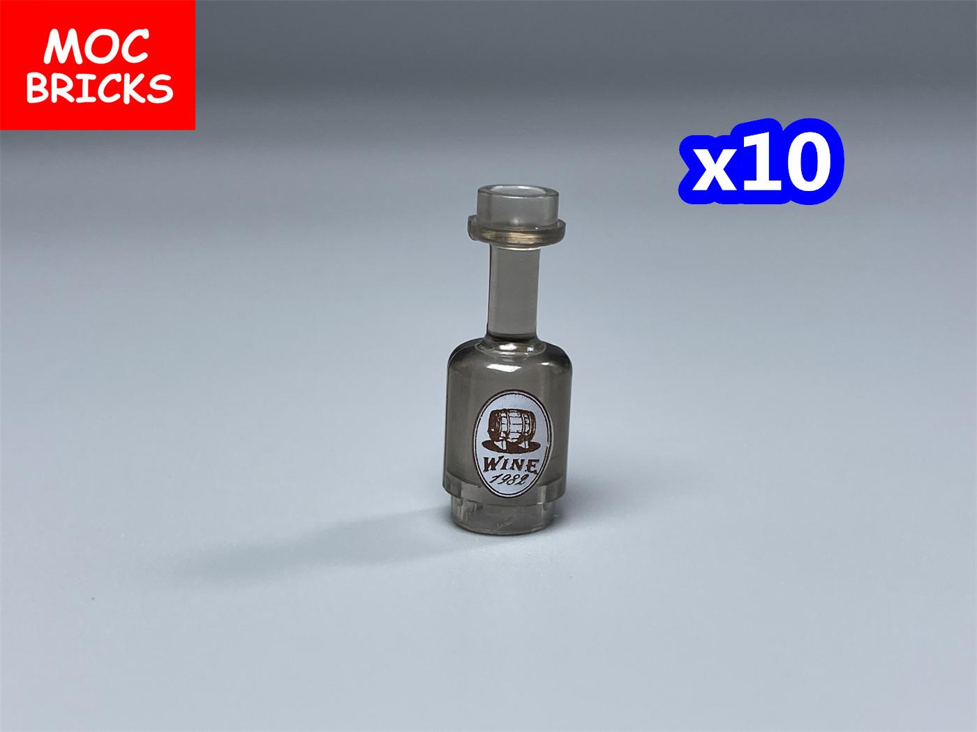 MOC Stenen Transparante Fles Bier Wijn Drank Mini Bedrukte Stenen Bevestigingen Bouwstenen Kinderspeelgoed