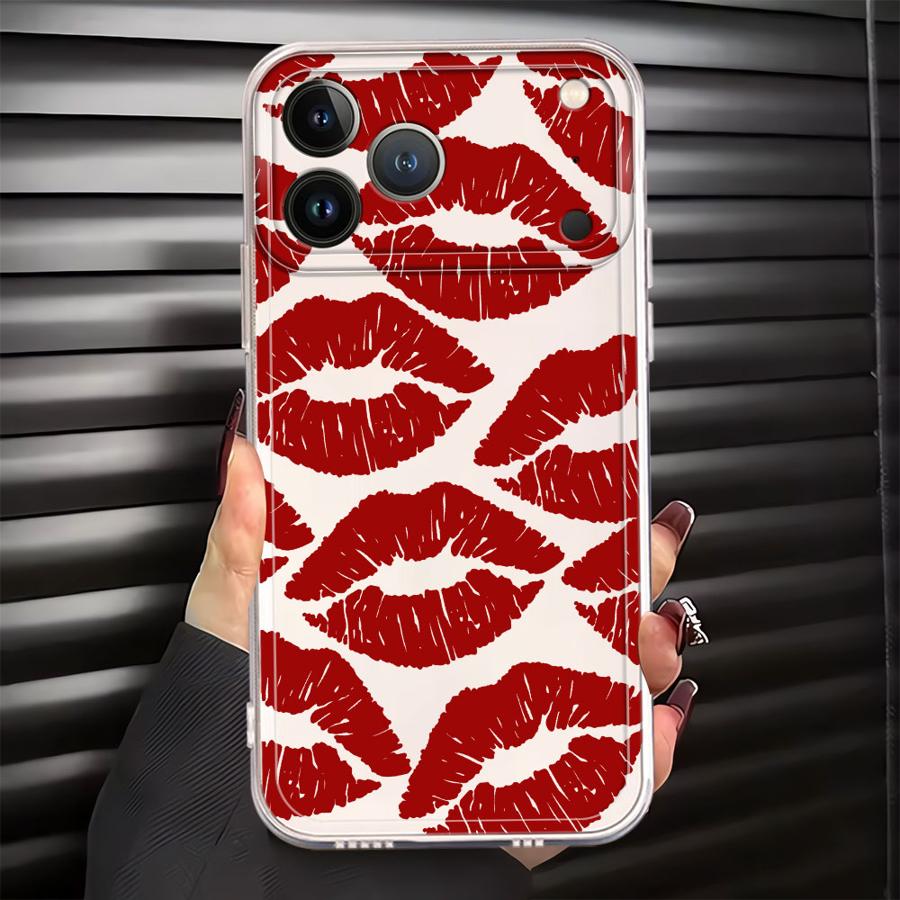 Sexy Red Lips Case for iPhone 17 Pro Max 14 Plus Air 12 Mini XR 13 Pro XS Max 15 11 7 8 16 Soft Phone Cover