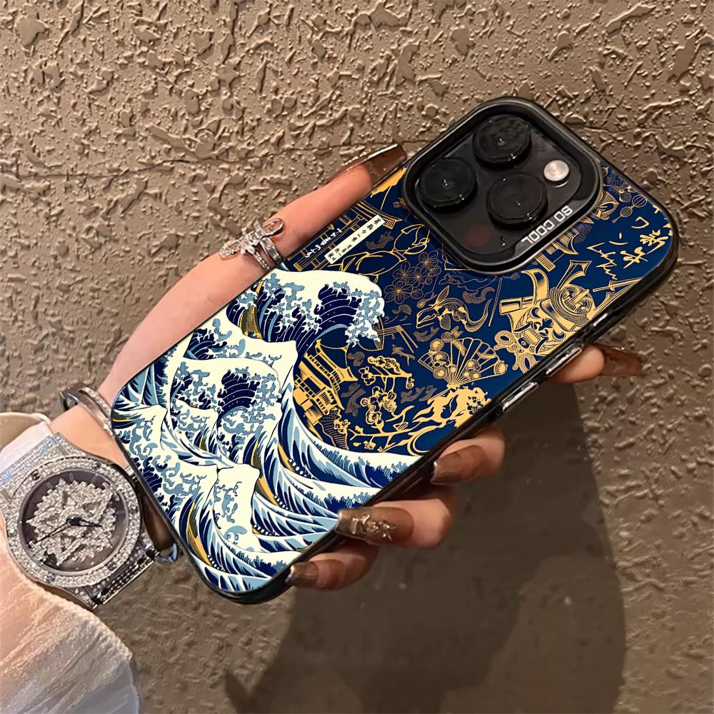 Sea Wave IMD Phone Case For Xiaomi Redmi 15C Note 14 13 12 11 10 Pro 14C 13 5G 4G Shockproof Slim Protective Silver Camera Cover