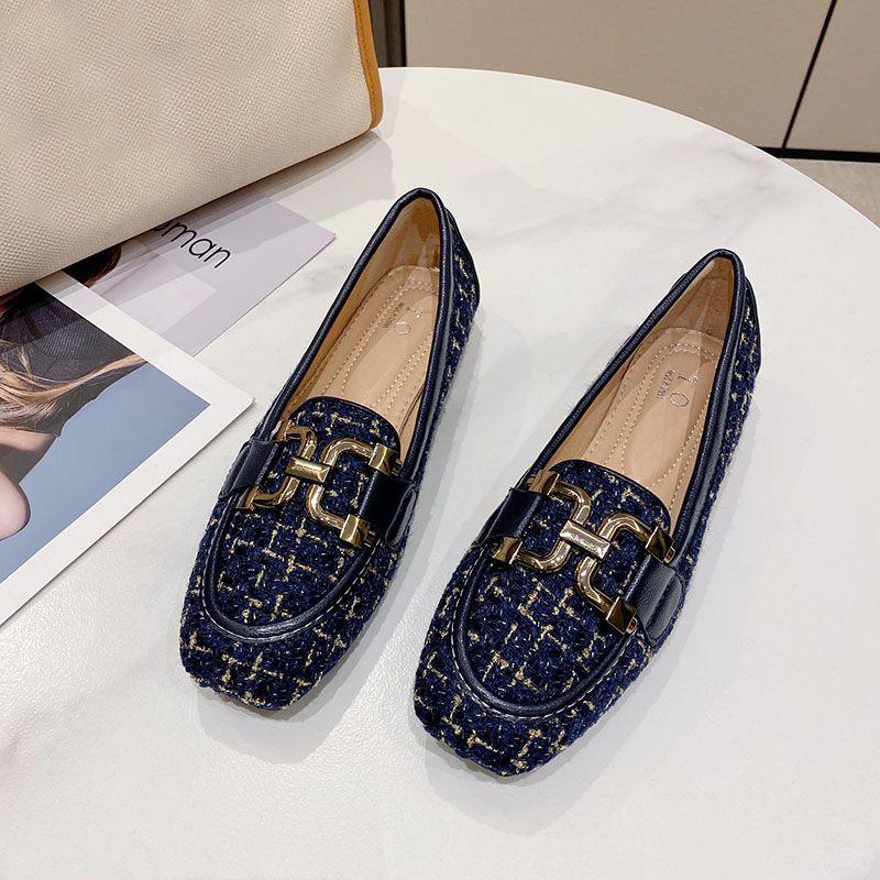 2025 Spring Autumn Shoes Women Flats Soft Fashion Brand Ladies Single Shoes Beige Black Blue Big Size 42