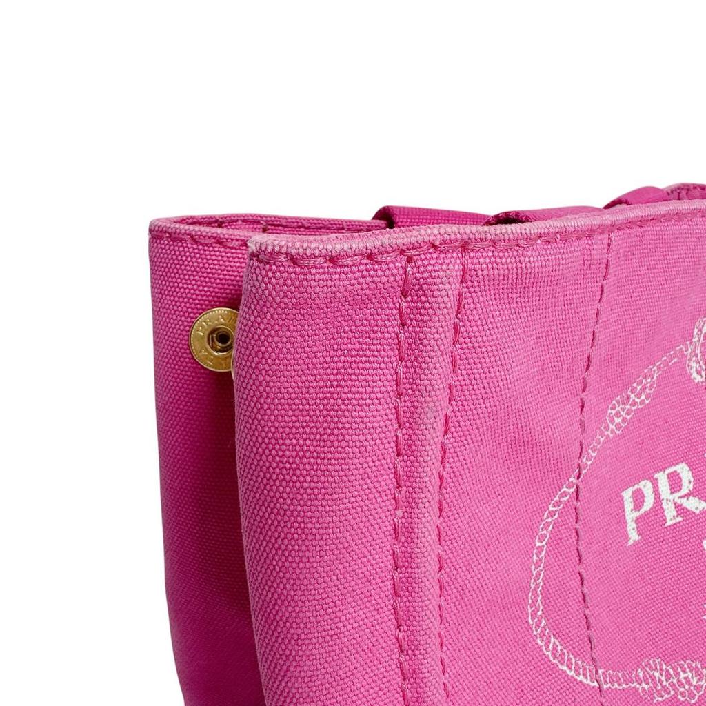 Prada Canvas Canapa Tote Bag Denim Pink Women BN2439 Used