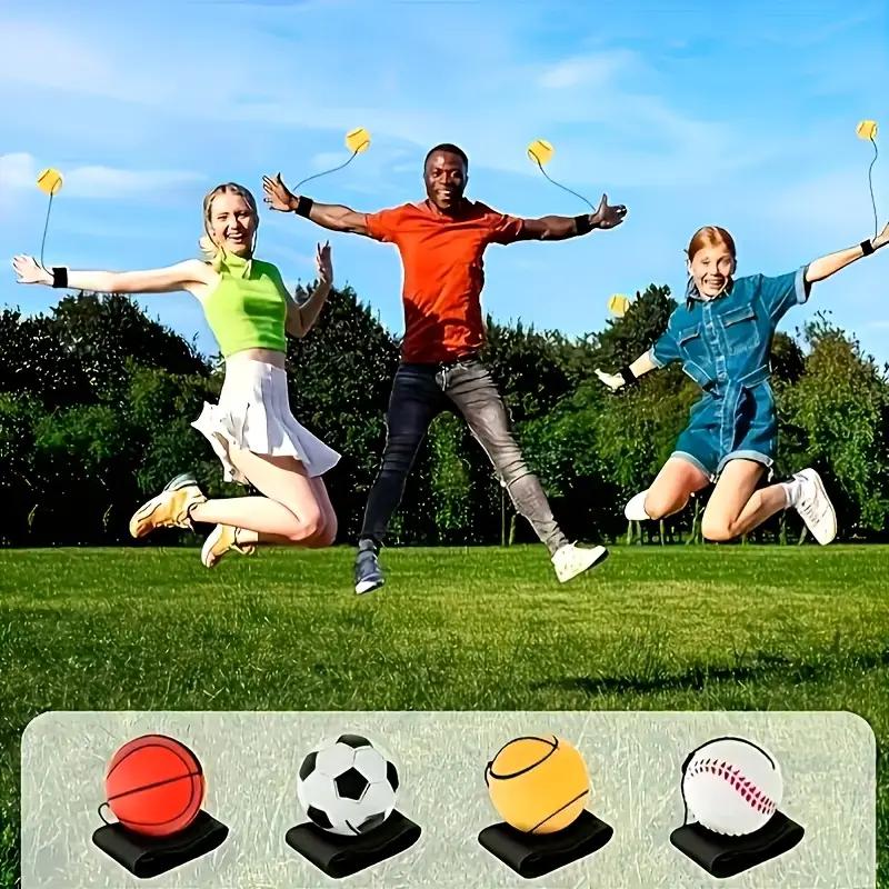 Elastický míček na zápěstí s provázkem - Trenažér reflexů a síly paže pro seniory a děti