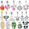 Copper Glazed Apple Charms Bead Zirconium Panda Frog Turtle Love Heart Pendants Fit Original Bracelet Diy Jewelry