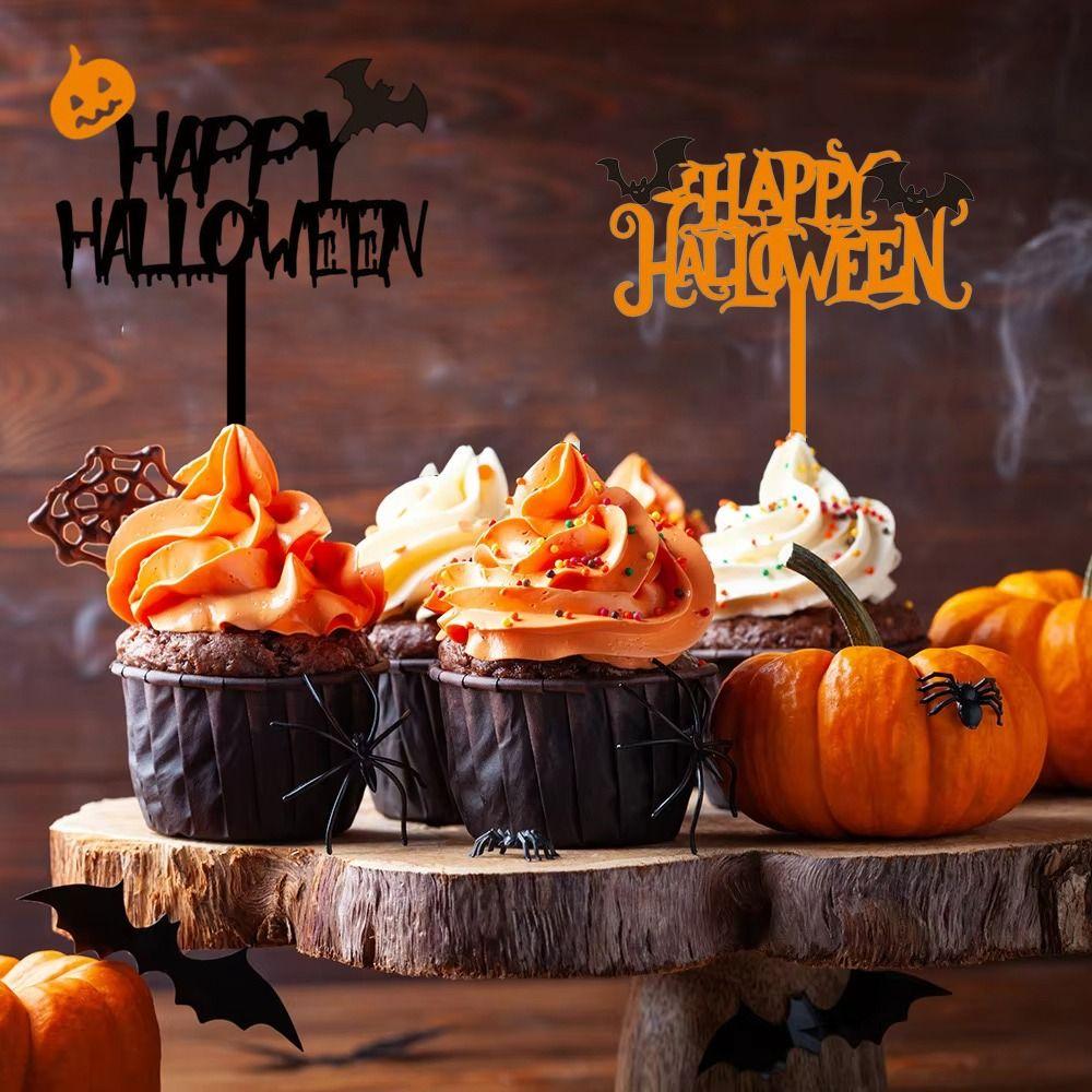 10pcs Multifunction Halloween Cupcake Toppers Reusable Halloween Cake Plug-in  Decoration