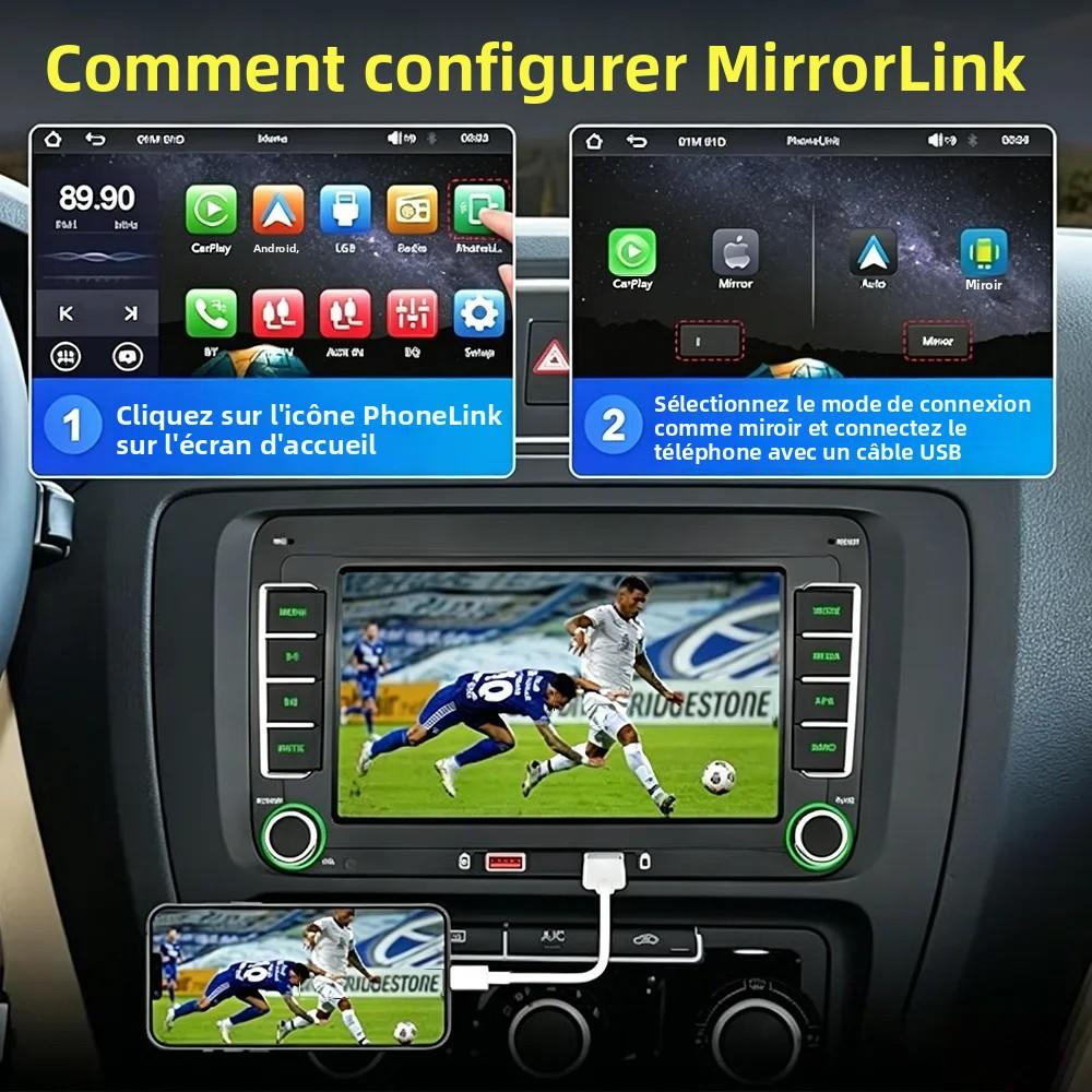 7' 2 Din Car Multimedia Player Radio Wireless CarPlay and Android Auto RDS FM Touch Screen Bluetooth For VW Passat Polo Golf