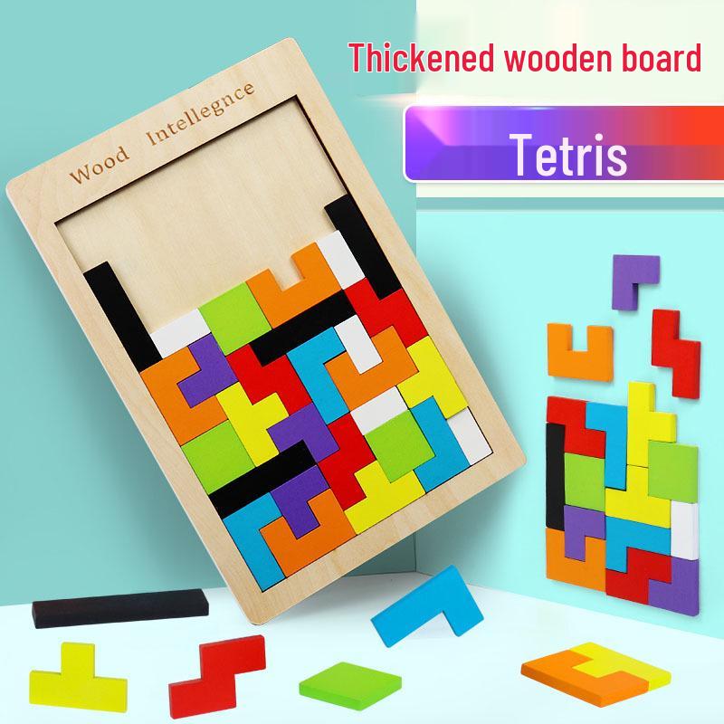 Children s Educational Wooden Tetris Puzzle Board - RB76 Early Learning Blocks Wood