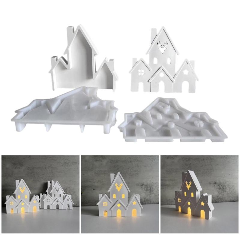 Detailed Christmas Castles Decorations Mold Sturdy Silicone Castles Decors Mold For Crafting Christmas Castles Figure
