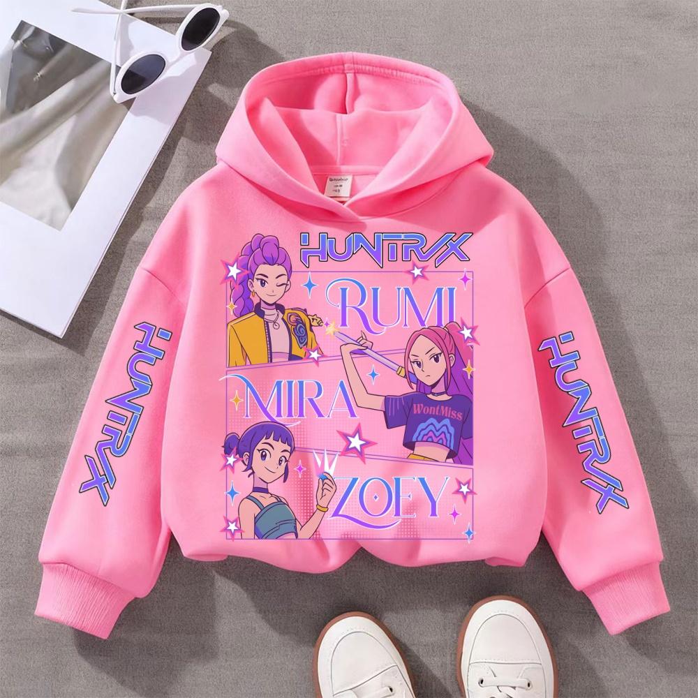 Kpop Demon Hunter Anime Hoodie Girls' Clothing Saja Cosplay Cartoon Pattern Sweatshirt Y2K Casual Everyday Pullover Hoodie