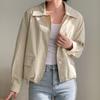 New Arrivals Open Run Women Button Collar Short Jacket Windbreaker Black