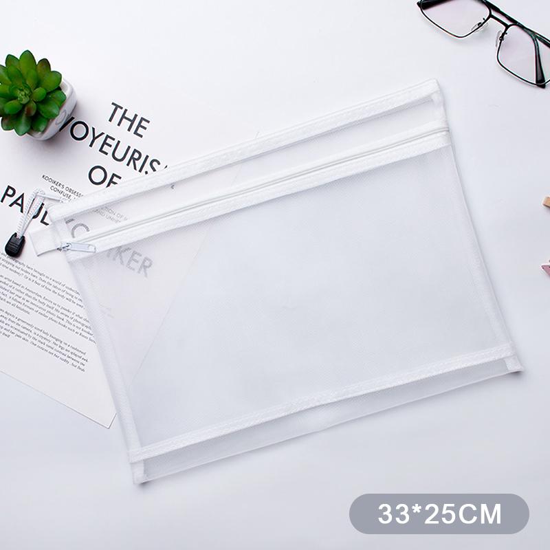 A4 A5 A6 Portable Double-Layer Mesh Zipper File Bag Transparent Student Test Paper Data Storage Bag Office Files Stationery