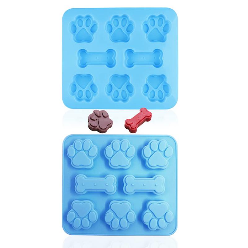 Cartoon Dog Footprints Silicone Cake Mold Done Creative Cookies, Cartoon Dog Bones Dog PAWS ice Cube Mold Gummy Pudding Jelly Ch