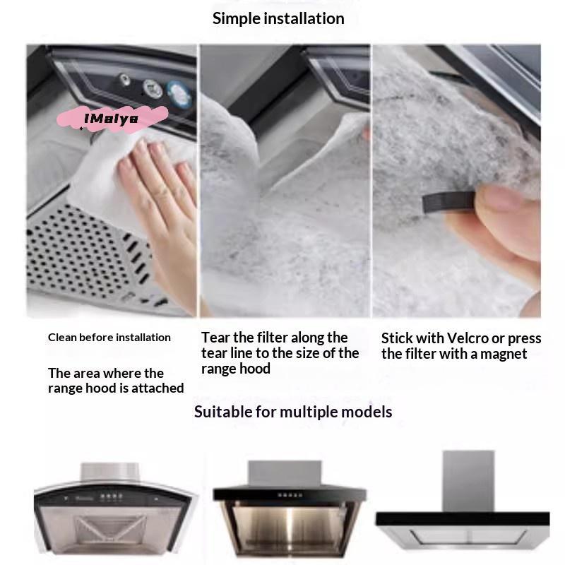 High-Performance Kitchen Oil Stickers Range Hood Filter Set - Smoke-Free Universal Fit Durable Oil Absorption Sticker Protection
