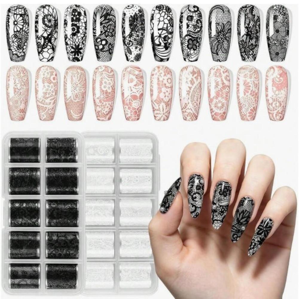 Leopard Print Nail Stickers Lace Design Nail Decals Fashion Nail Decorations  Nail Decoration