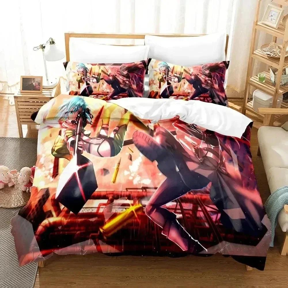 Anime Asada Shino Sword Art Online Printed Bed Set Duvet Cover Pillowcase Bedding Set Bed Linen Sheet Quilt Cover Full King Size