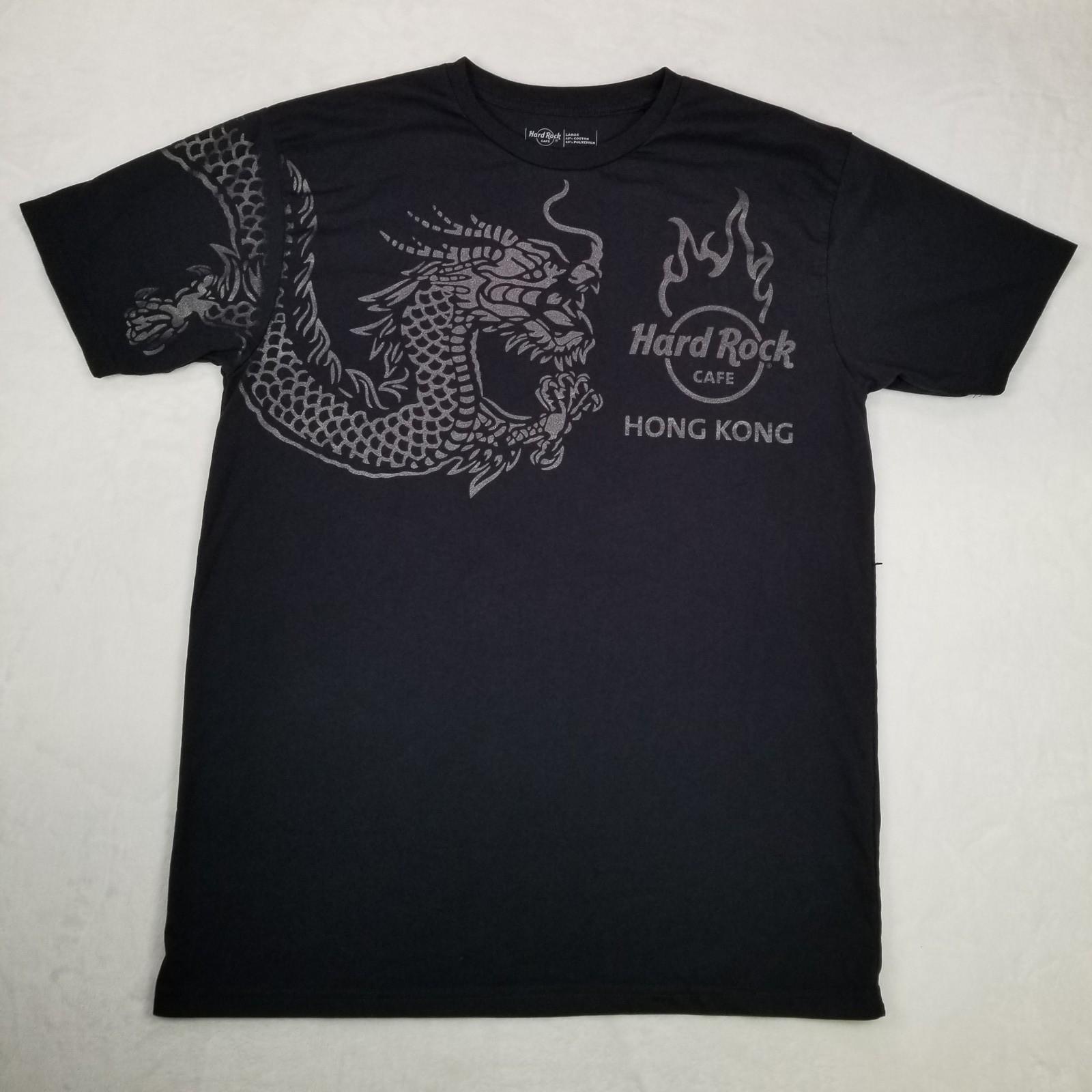 Hard Rock Cafe Hong Kong Dragon Men s Black Graphic Tee Shirt Size Large Classic Unisex T-Shirt XL